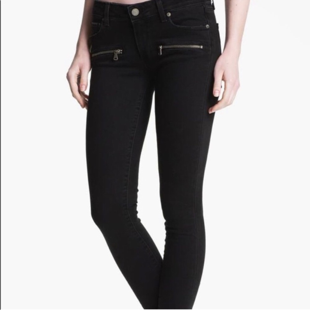 Barely worn Black PAIGE Zipper Front Skinny Jeans